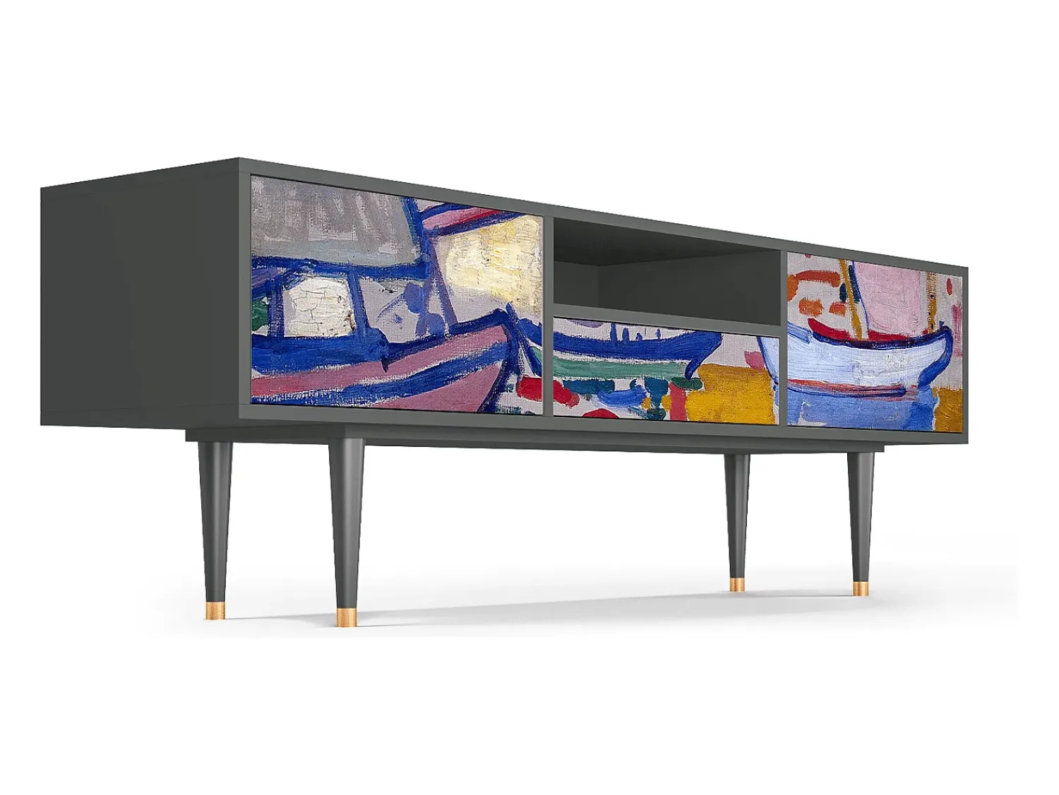 Mueble de TV - 170х59х41 cm - T6 - The Port of Collioure , Antracite^ Móvel De Tv