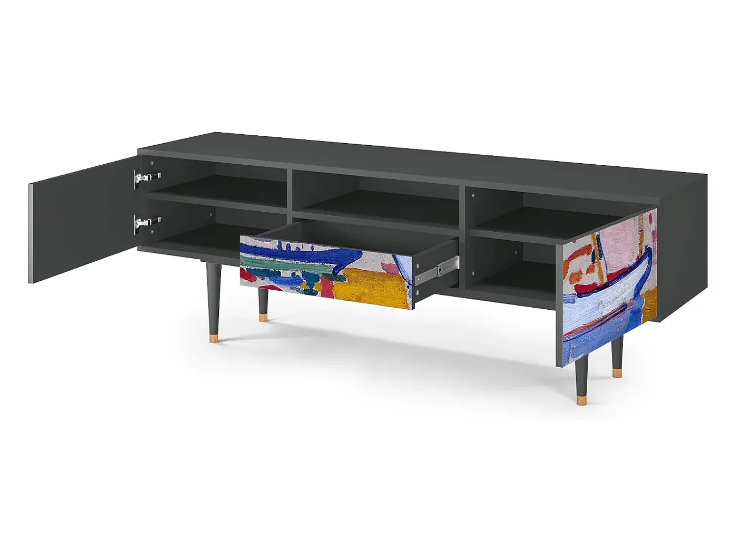 Mueble de TV - 170х59х41 cm - T6 - The Port of Collioure , Antracite^ Móvel De Tv