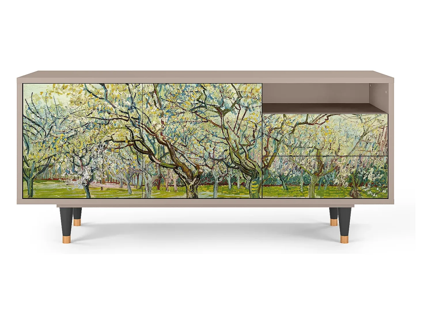 Móvel De Tv| Mueble de TV - 125х56х41 cm - T7 - The Branco Orchard, Latte Bege