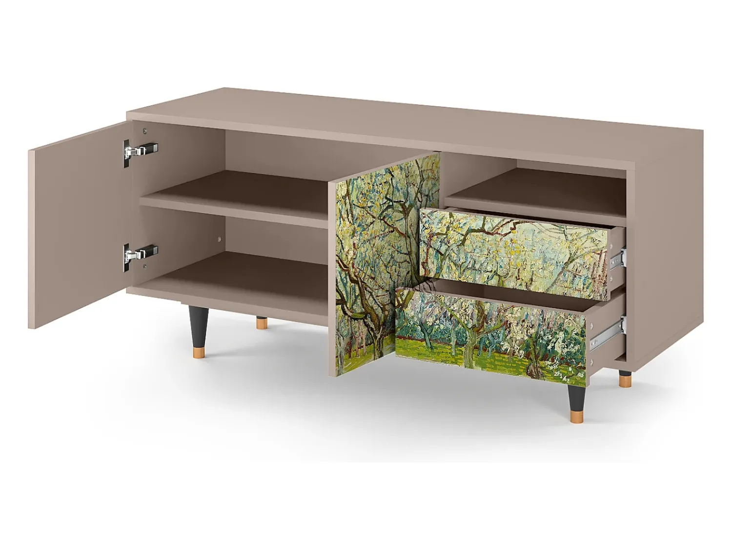 Móvel De Tv| Mueble de TV - 125х56х41 cm - T7 - The Branco Orchard, Latte Bege