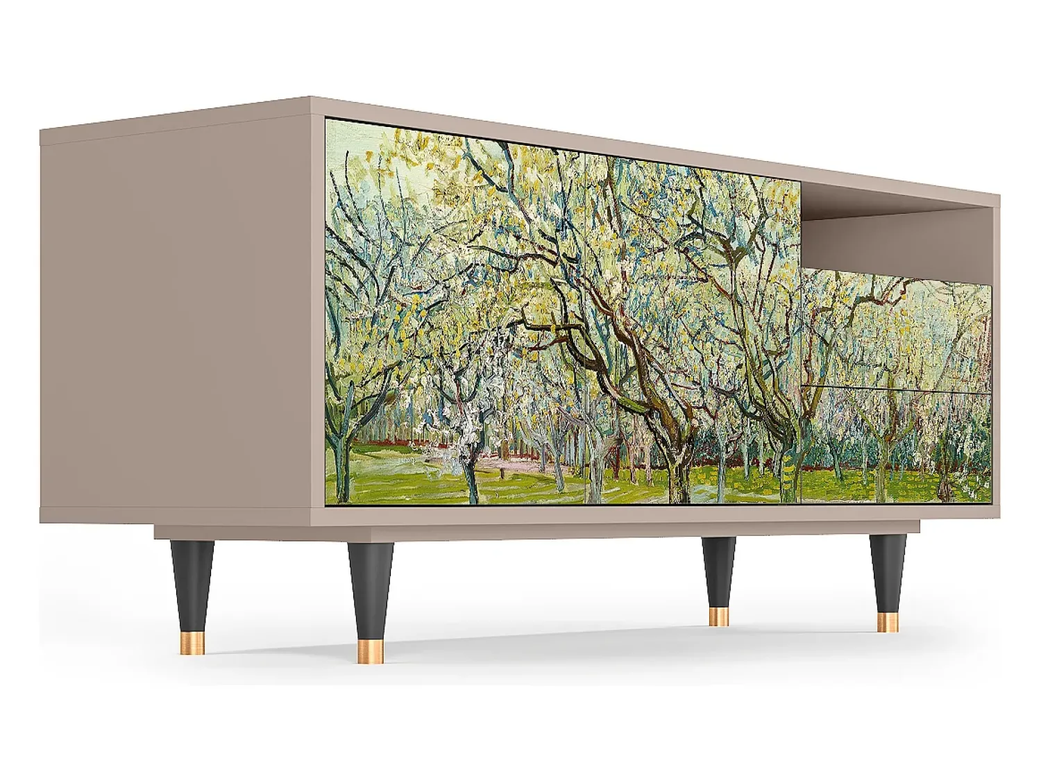 Móvel De Tv| Mueble de TV - 125х56х41 cm - T7 - The Branco Orchard, Latte Bege