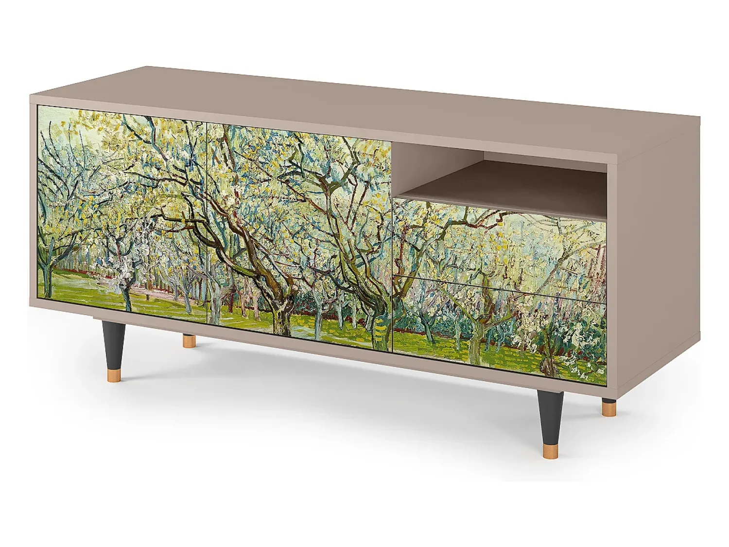 Móvel De Tv| Mueble de TV - 125х56х41 cm - T7 - The Branco Orchard, Latte Bege