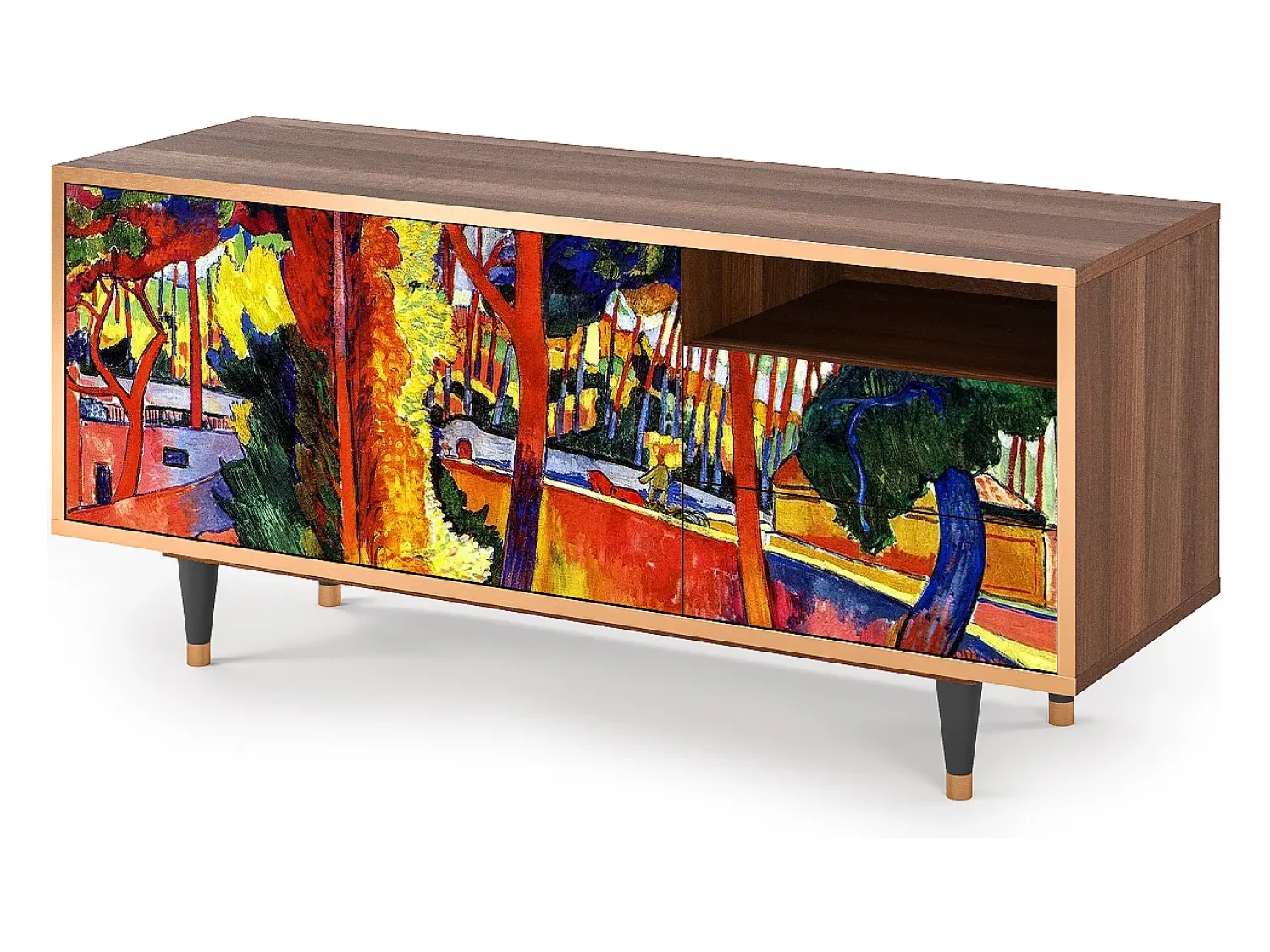 New Mueble de TV - 125х56х41 cm - T7 - The Turning Road, Nogueira Castanho