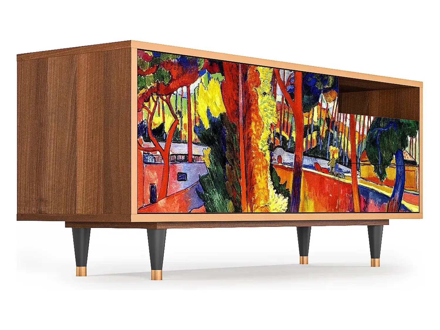New Mueble de TV - 125х56х41 cm - T7 - The Turning Road, Nogueira Castanho