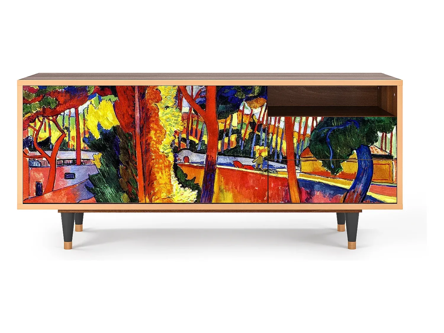 New Mueble de TV - 125х56х41 cm - T7 - The Turning Road, Nogueira Castanho