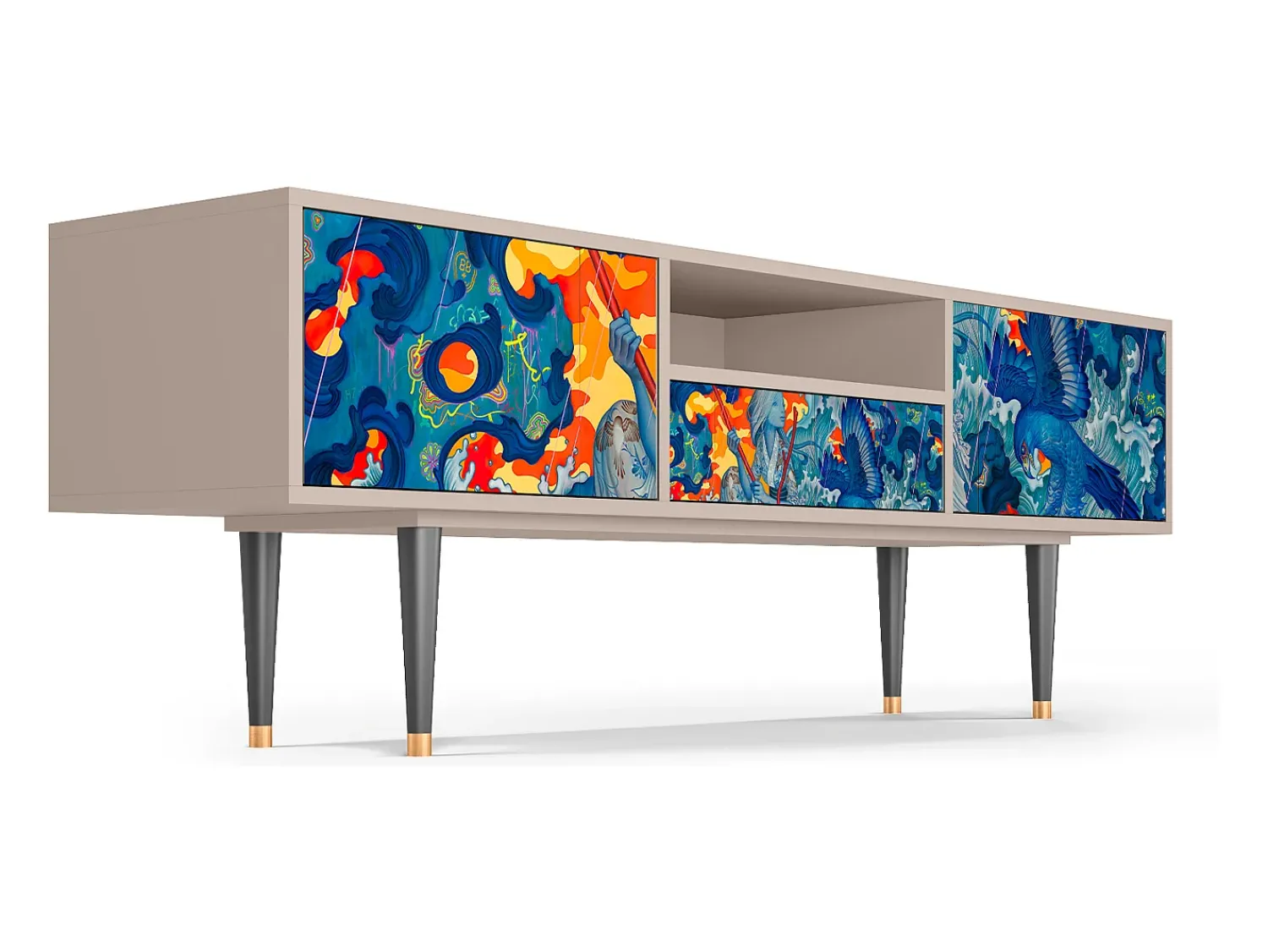 Móvel De Tv* Mueble de TV - 170х59х41 cm - T6 - The Girl - James Jean, Latte Bege