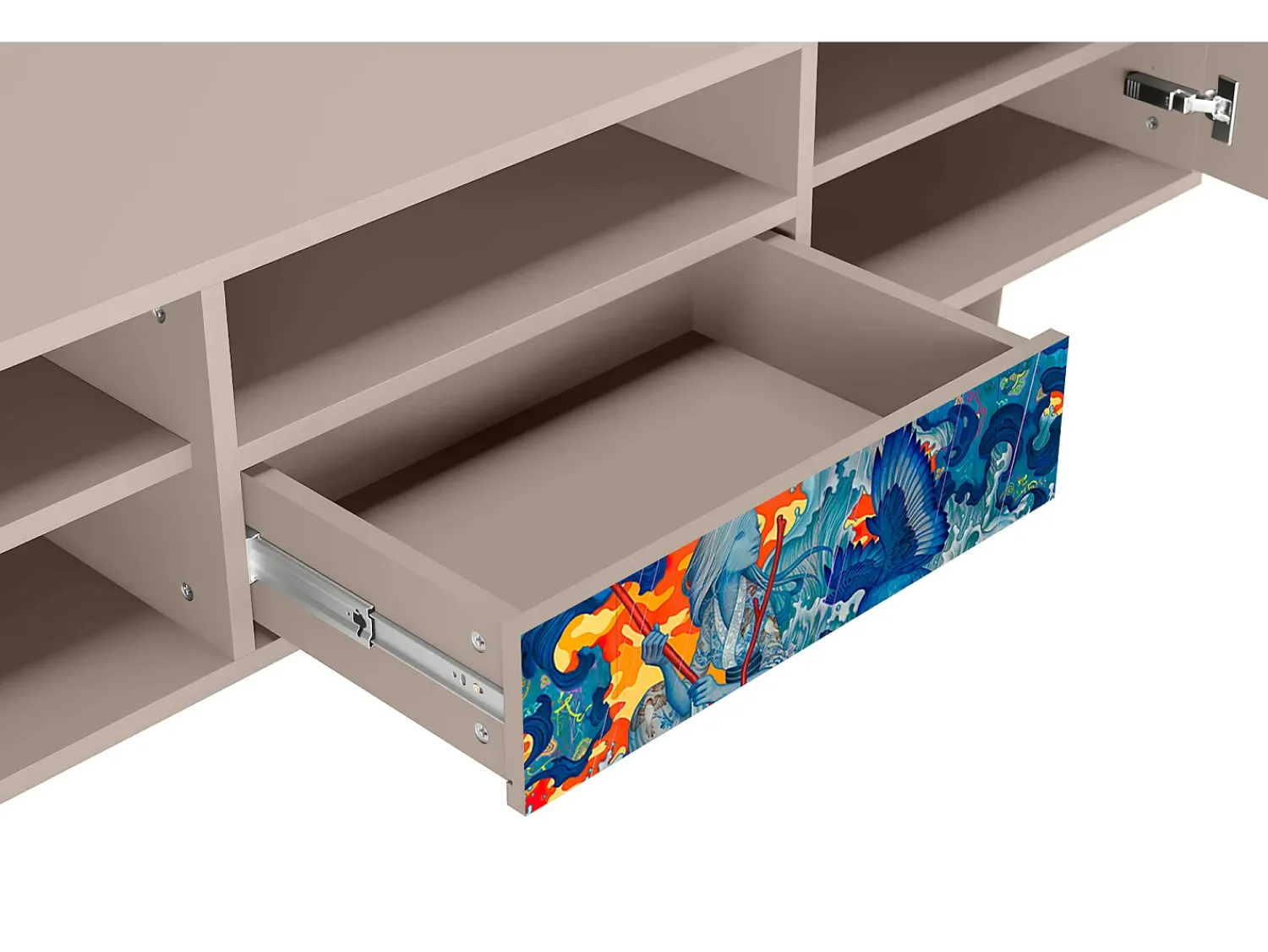 Móvel De Tv* Mueble de TV - 170х59х41 cm - T6 - The Girl - James Jean, Latte Bege