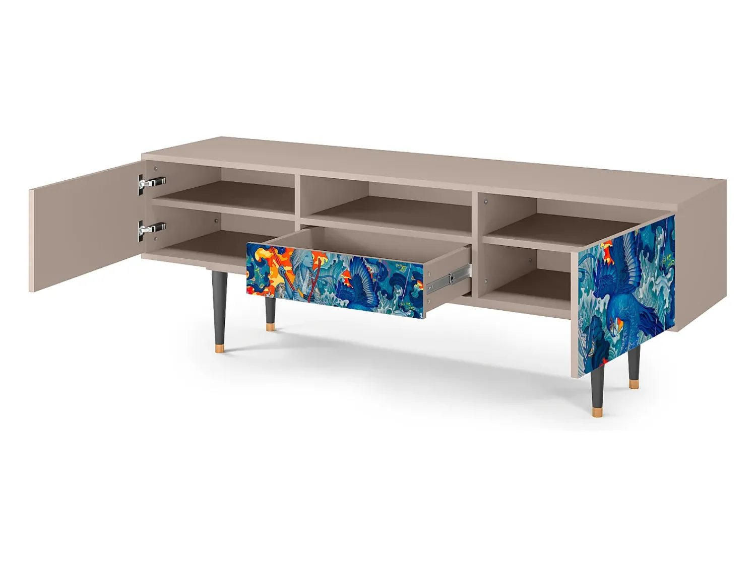 Móvel De Tv* Mueble de TV - 170х59х41 cm - T6 - The Girl - James Jean, Latte Bege