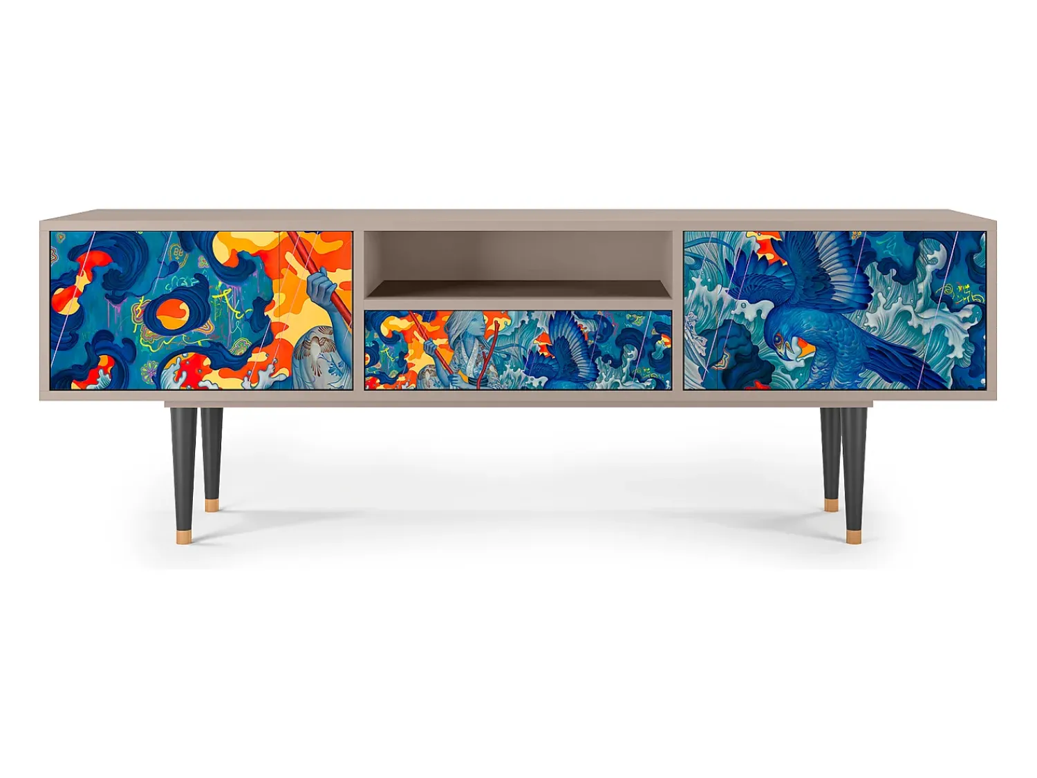 Móvel De Tv* Mueble de TV - 170х59х41 cm - T6 - The Girl - James Jean, Latte Bege