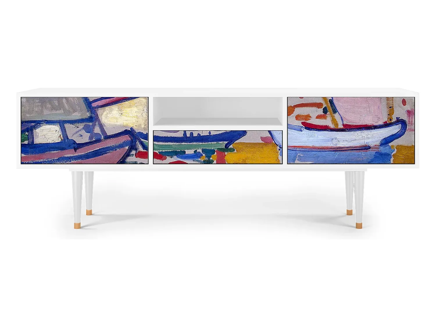 Mueble de TV - 170х59х41 cm - T6 - The Port of Collioure , Branco^ Móvel De Tv