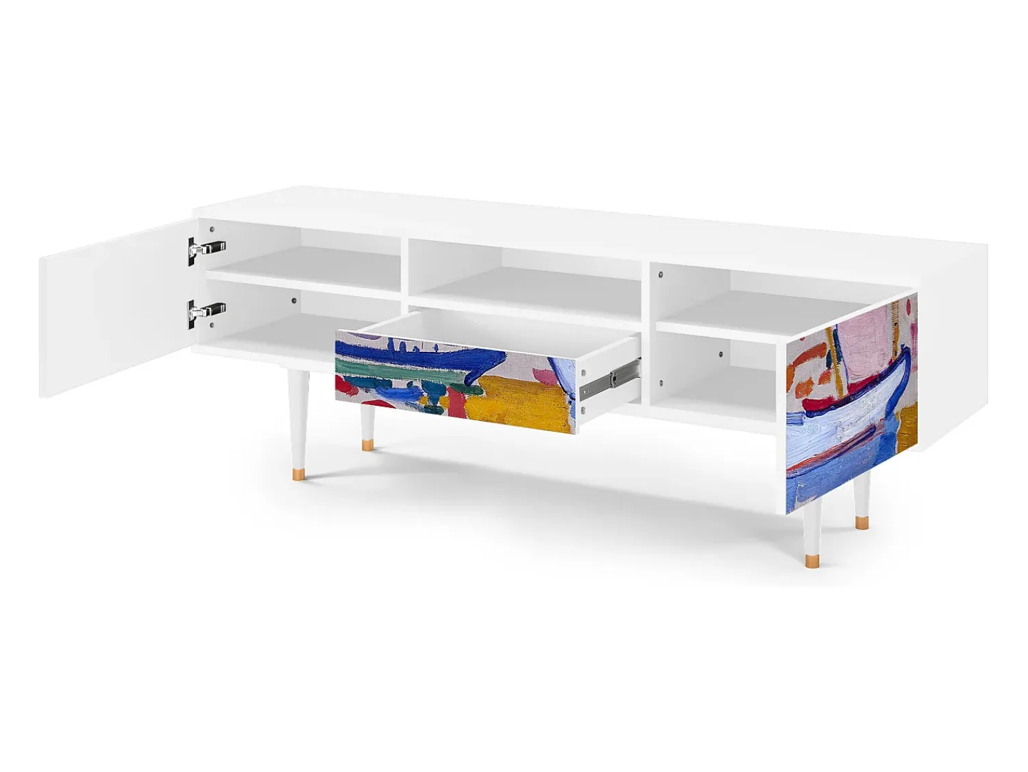 Mueble de TV - 170х59х41 cm - T6 - The Port of Collioure , Branco^ Móvel De Tv