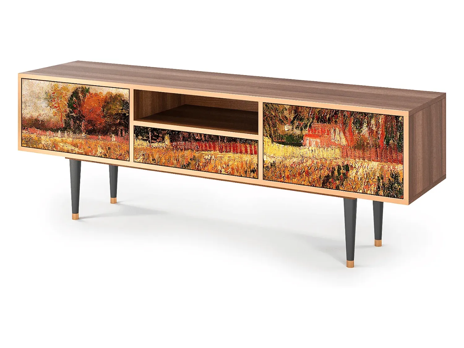 Mueble de TV - 170х59х41 cm - T6 - The Banks, Nogueira^ Móvel De Tv