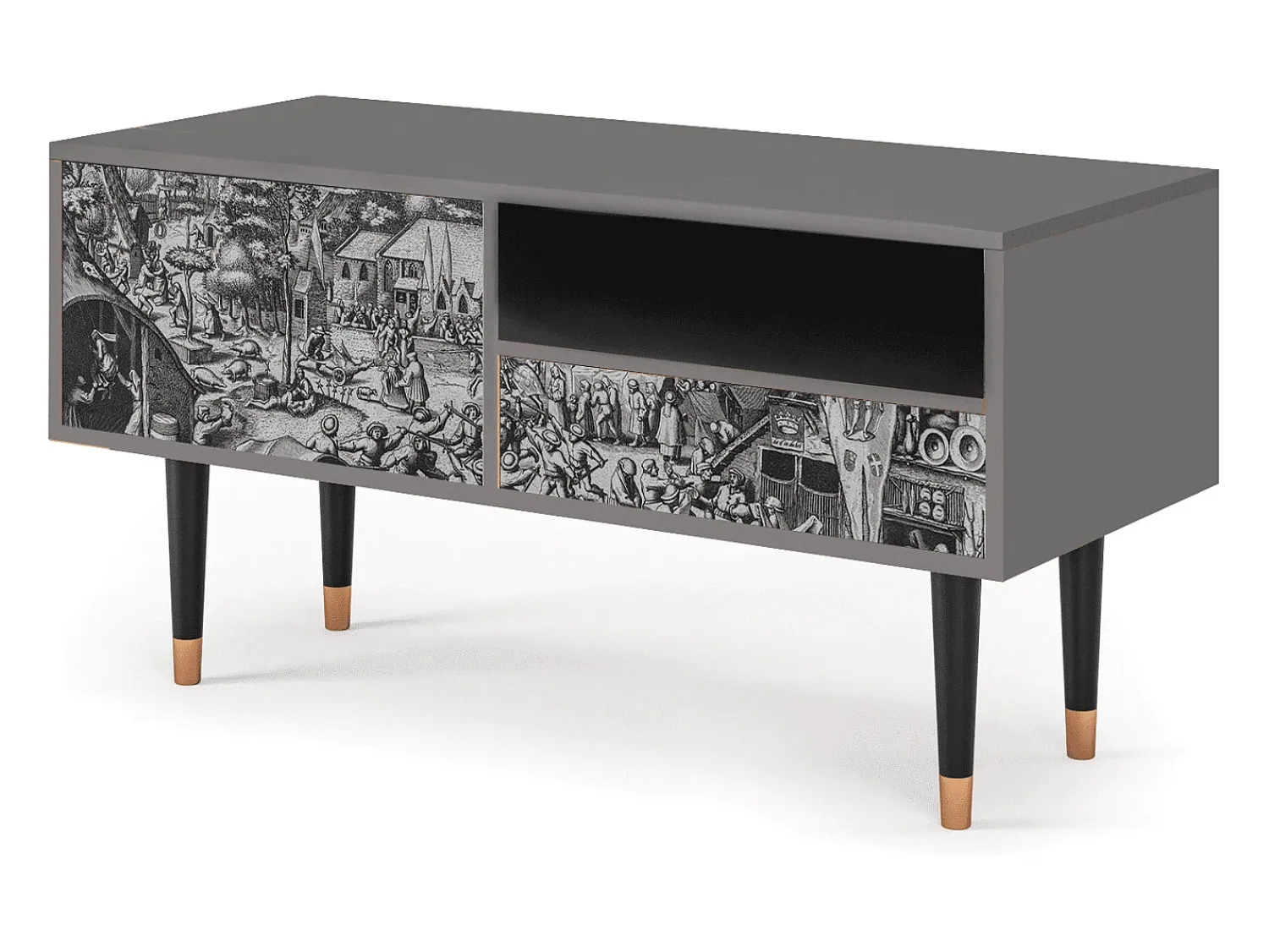 Móvel De Tv* Mueble de TV - 115х59х48 cm - T3 - The Festival of Saint, Cinza Cinzento