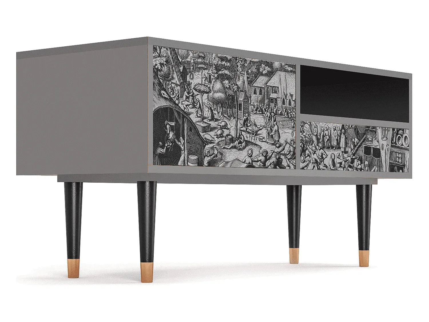 Móvel De Tv* Mueble de TV - 115х59х48 cm - T3 - The Festival of Saint, Cinza Cinzento