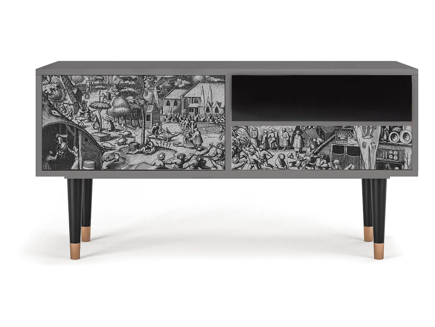 Móvel De Tv* Mueble de TV - 115х59х48 cm - T3 - The Festival of Saint, Cinza Cinzento