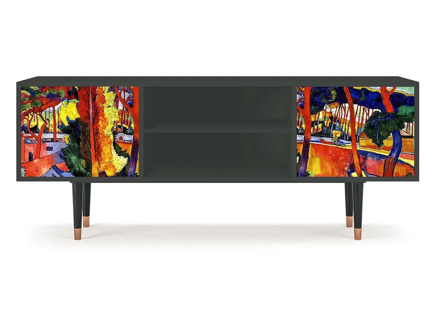 Móvel De Tv| Mueble de TV - 170х69х48 cm - T2 - The Turning Road, Antracite Cinza antracite
