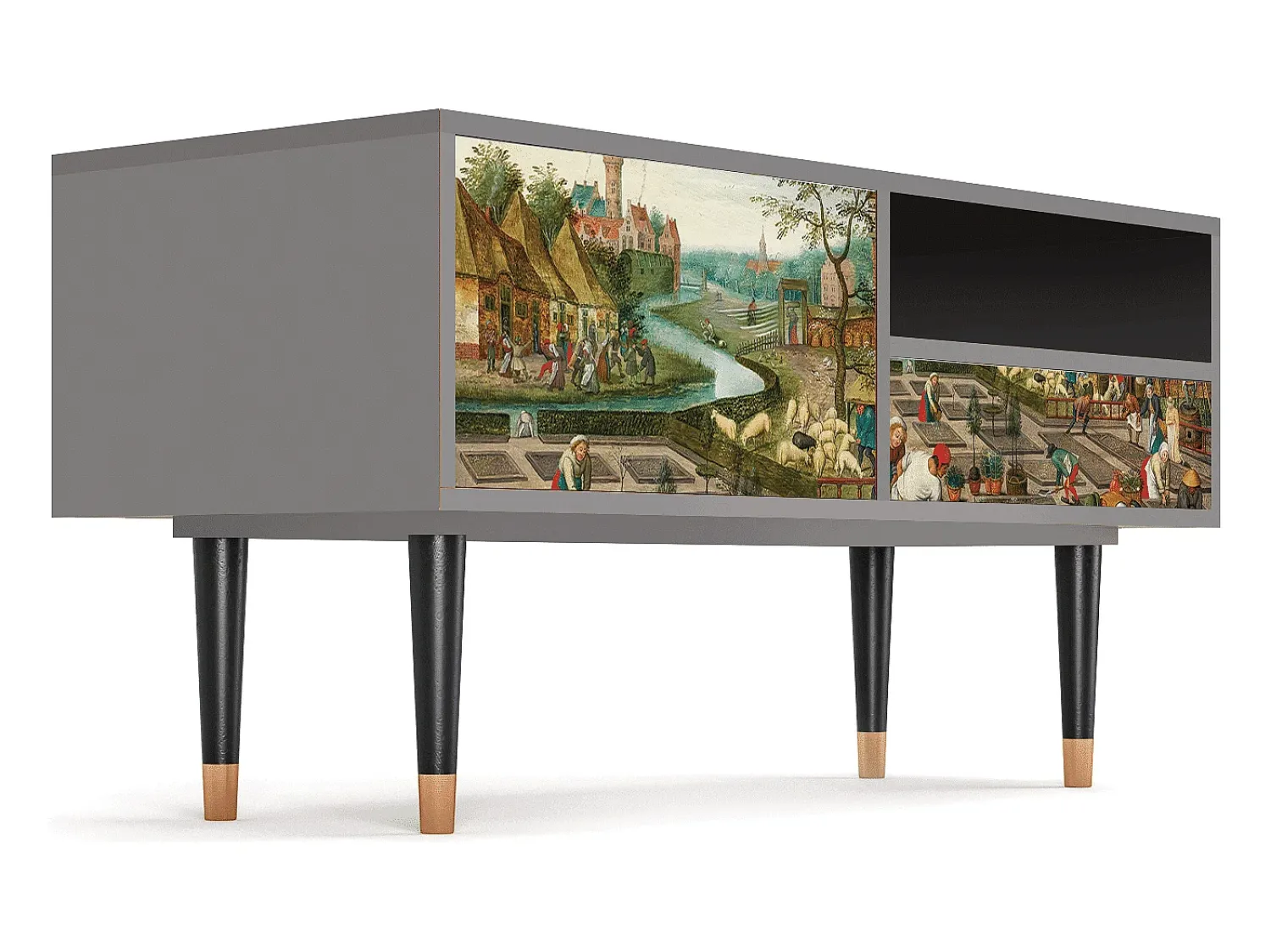 Mueble de TV - 115х59х48 cm - T3 - The Younger - Spring, Cinza^ Móvel De Tv