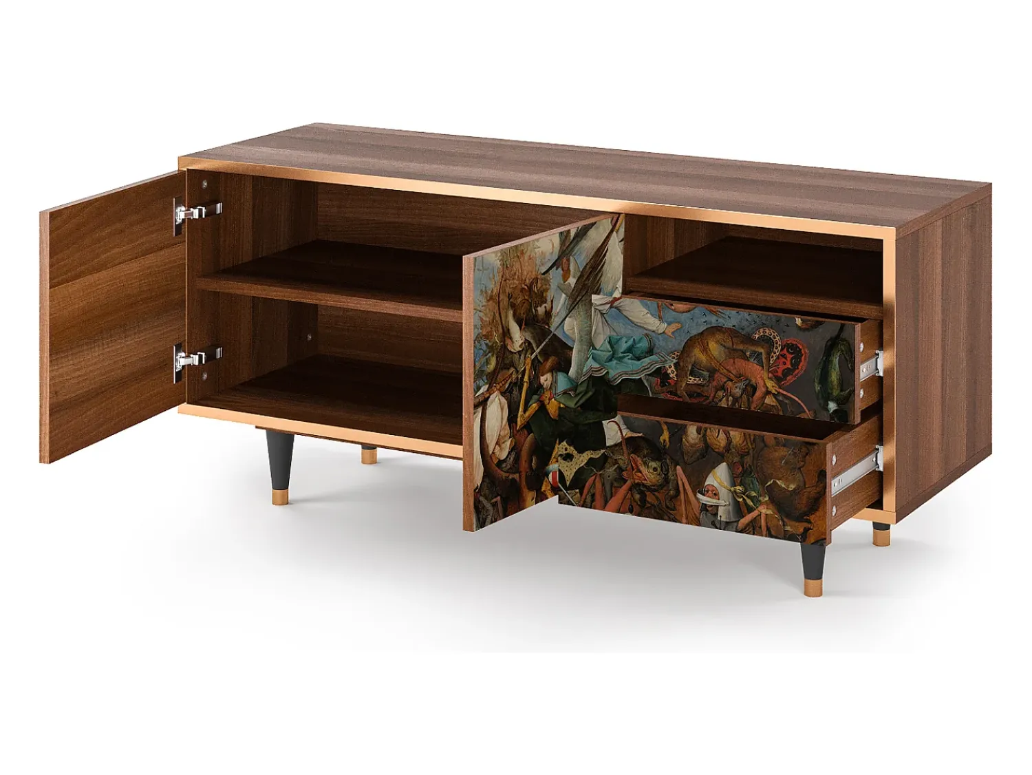Móvel De Tv| Mueble de TV - 125х56х41 cm - T7 - The Fall, Nogueira Castanho
