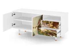 Móvel De Tv* Mueble de TV - 125х56х41 cm - T7 - The Creation of Adam, Branco Bege
