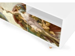 Móvel De Tv* Mueble de TV - 125х56х41 cm - T7 - The Creation of Adam, Branco Bege