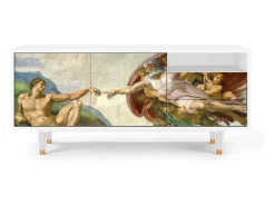 Móvel De Tv* Mueble de TV - 125х56х41 cm - T7 - The Creation of Adam, Branco Bege