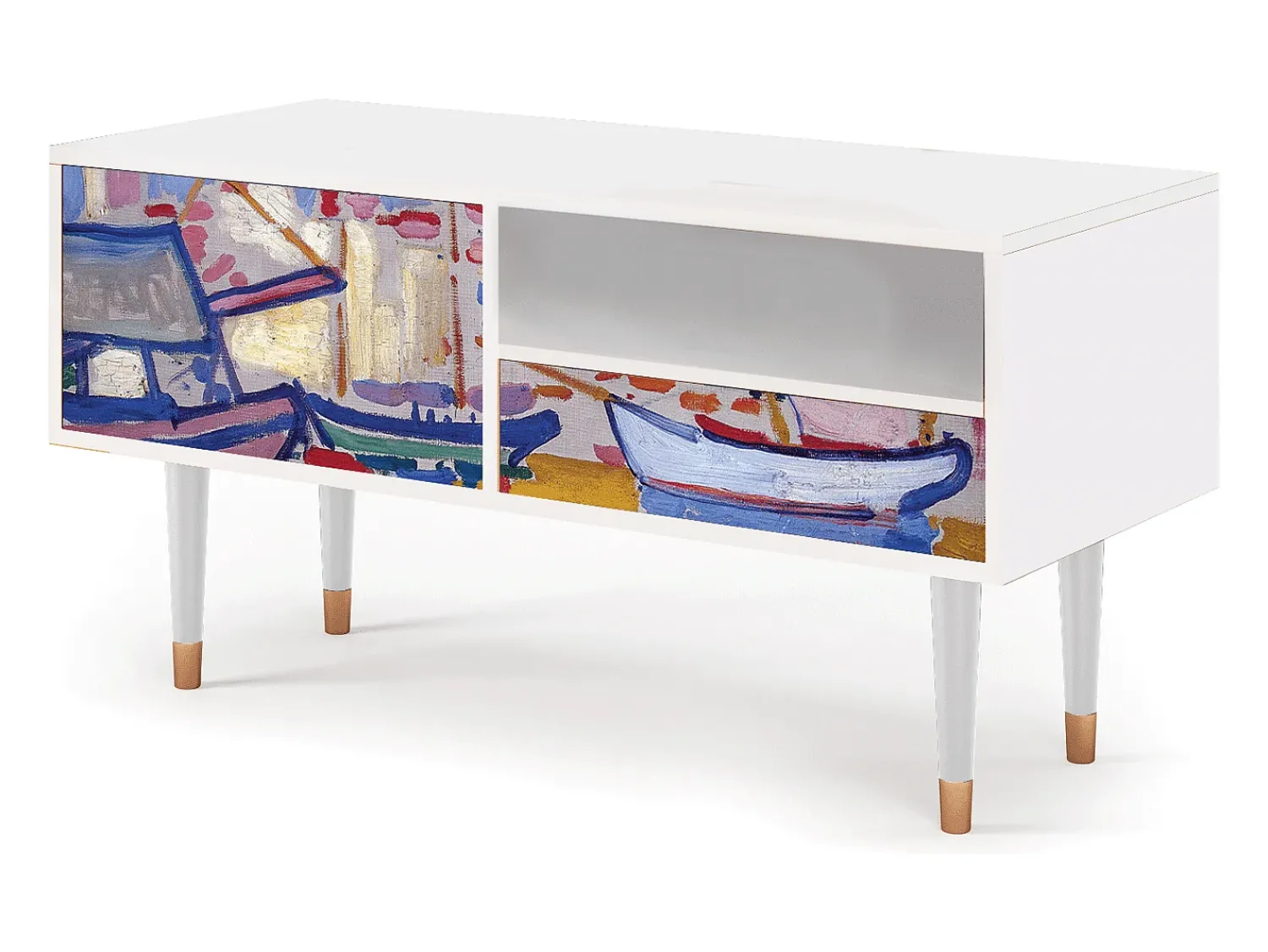 Outlet Mueble de TV - 115х59х48 cm - T3 - The Port of Collioure , Branco Bege