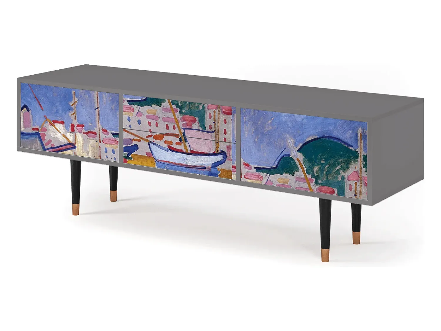 Mueble de TV - 170х59х48 cm - T4 - The Port of Collioure , Cinza^ Móvel De Tv