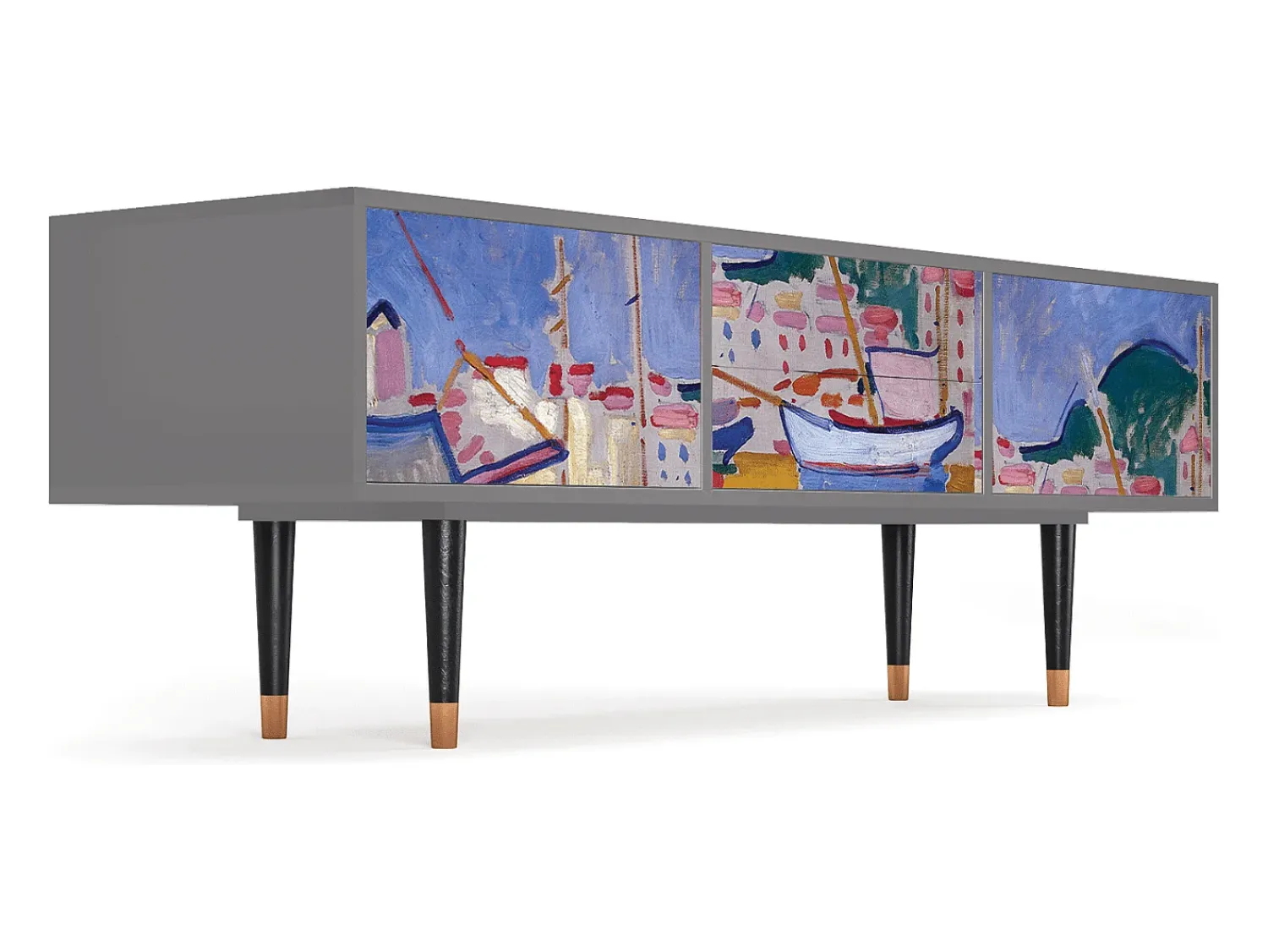 Mueble de TV - 170х59х48 cm - T4 - The Port of Collioure , Cinza^ Móvel De Tv