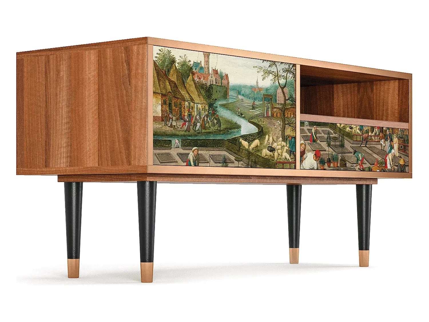 Móvel De Tv* Mueble de TV - 115х59х48 cm - T3 - The Younger - Spring, Nogueira Castanho