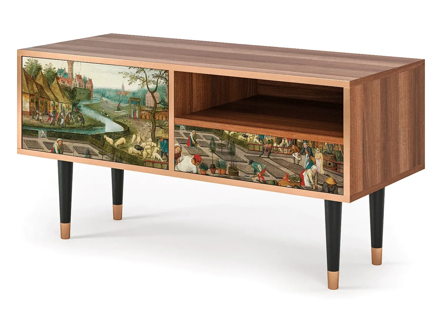 Móvel De Tv* Mueble de TV - 115х59х48 cm - T3 - The Younger - Spring, Nogueira Castanho