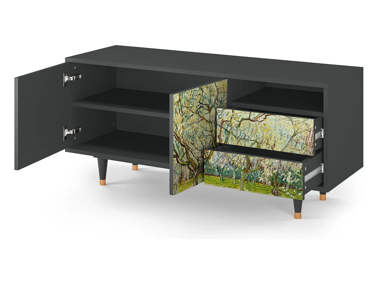 Mueble de TV - 125х56х41 cm - T7 - The Branco Orchard, Antracite Cinza antracite