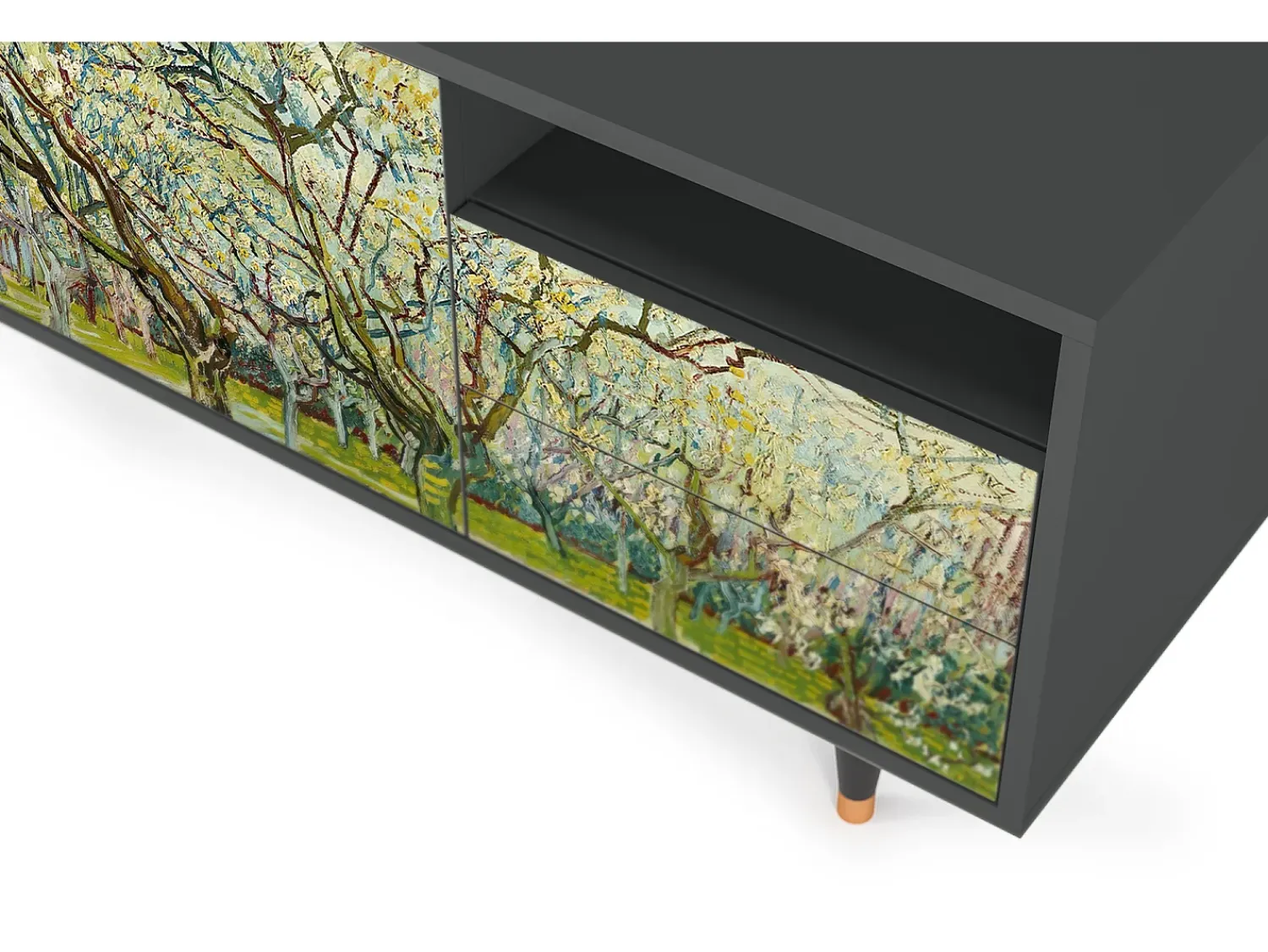Mueble de TV - 125х56х41 cm - T7 - The Branco Orchard, Antracite Cinza antracite