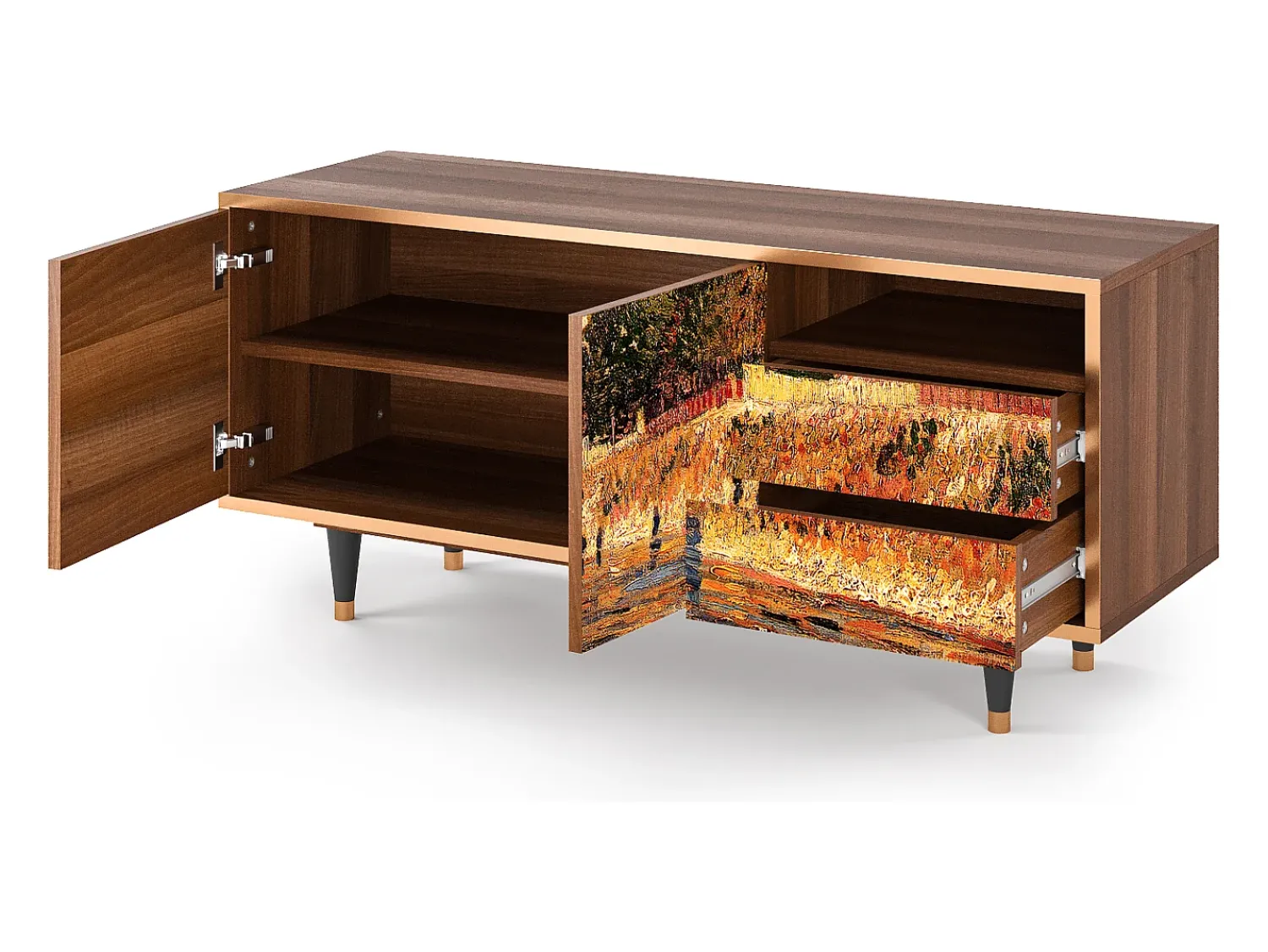 Mueble de TV - 125х56х41 cm - T7 - The Banks, Nogueira^ Móvel De Tv