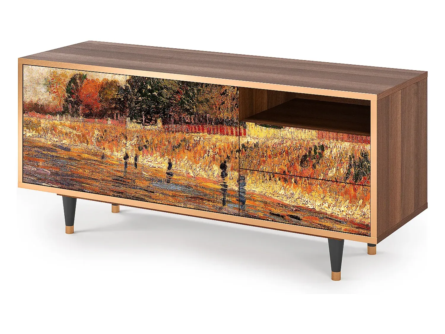 Mueble de TV - 125х56х41 cm - T7 - The Banks, Nogueira^ Móvel De Tv
