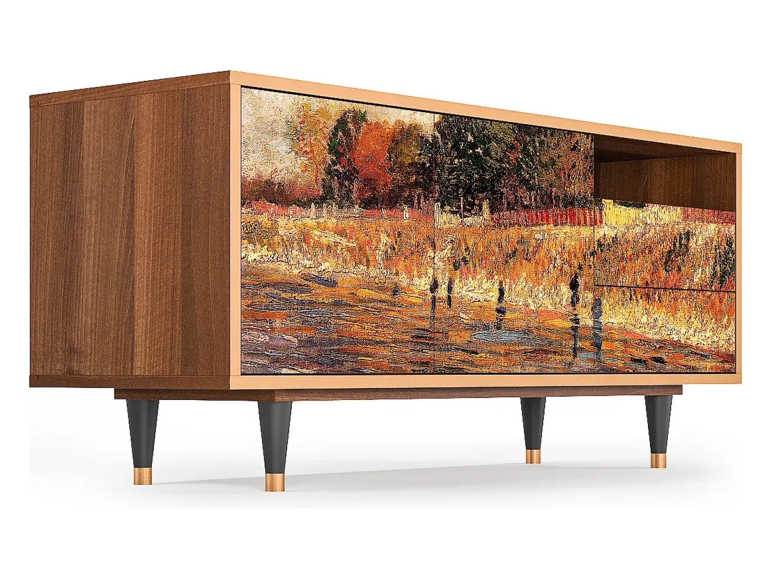Mueble de TV - 125х56х41 cm - T7 - The Banks, Nogueira^ Móvel De Tv