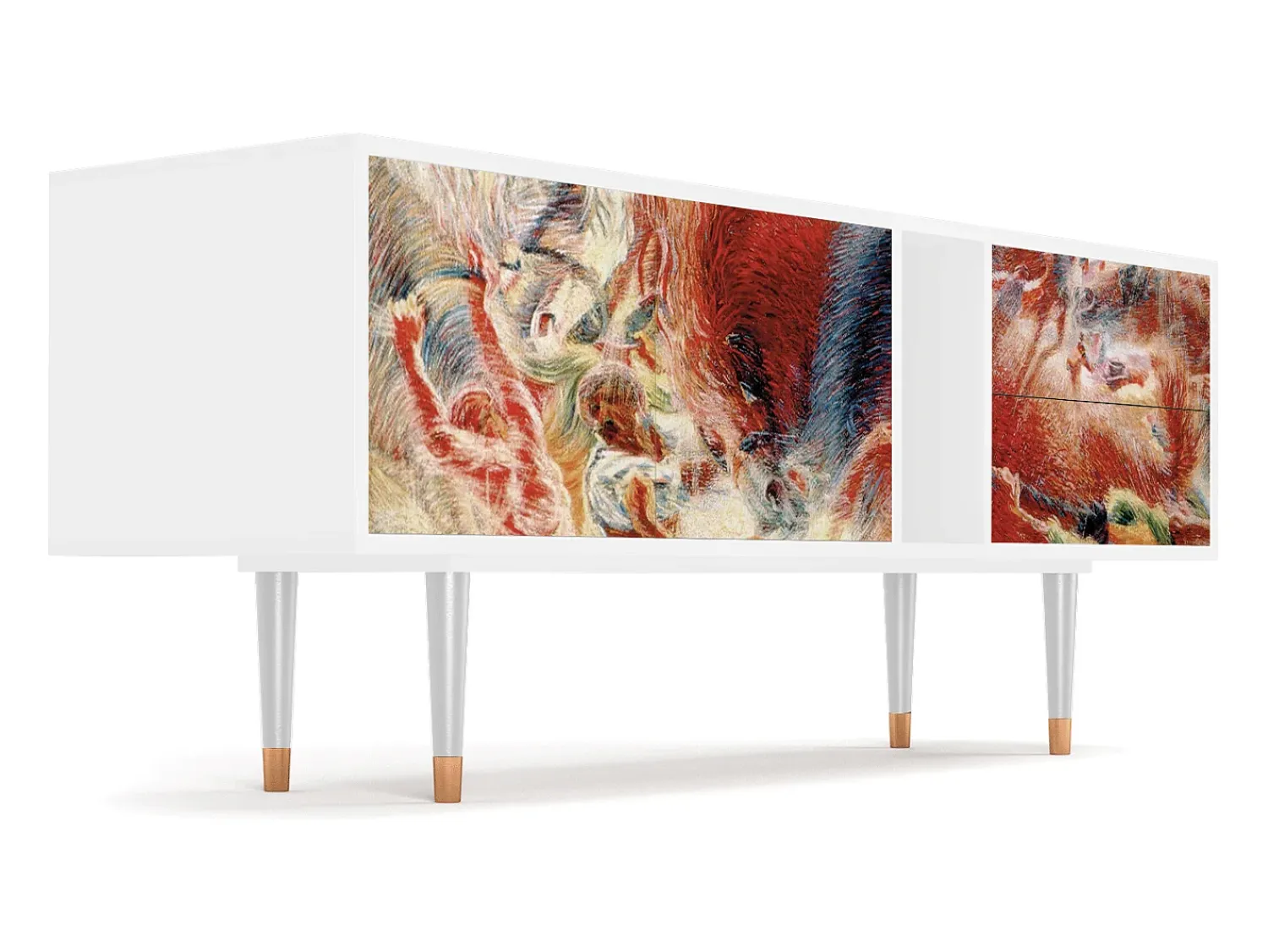 Móvel De Tv* Mueble de TV - 170х69х48 cm - T1 - The City Rises, Branco Bege