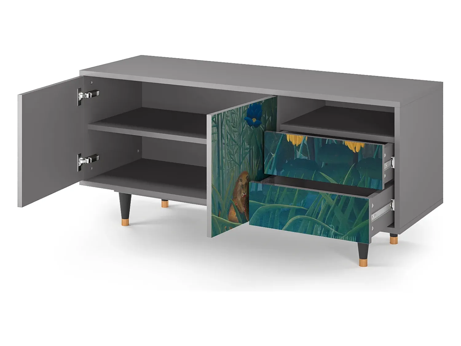 Clearance Mueble de TV - 125х56х41 cm - T7 - The Repast of the Lion, Cinza Cinzento