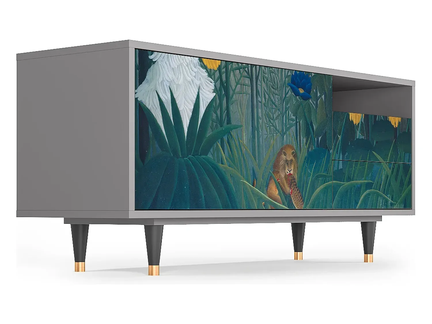 Clearance Mueble de TV - 125х56х41 cm - T7 - The Repast of the Lion, Cinza Cinzento