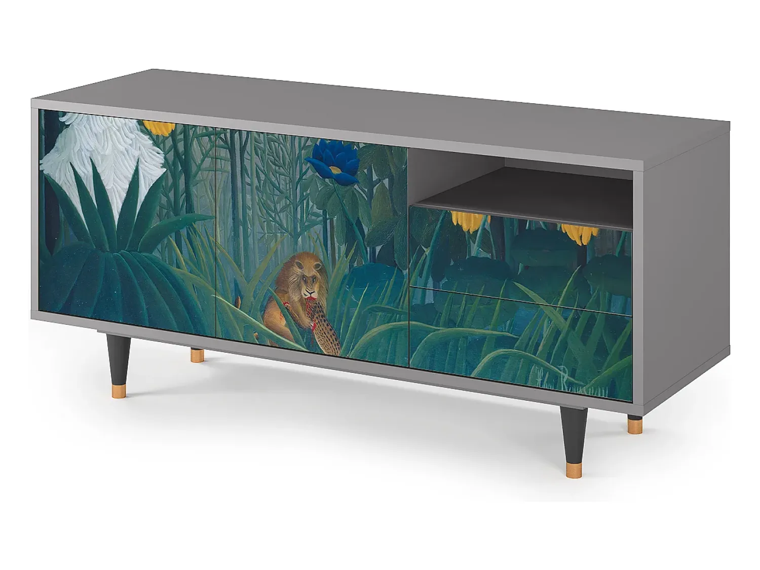 Clearance Mueble de TV - 125х56х41 cm - T7 - The Repast of the Lion, Cinza Cinzento