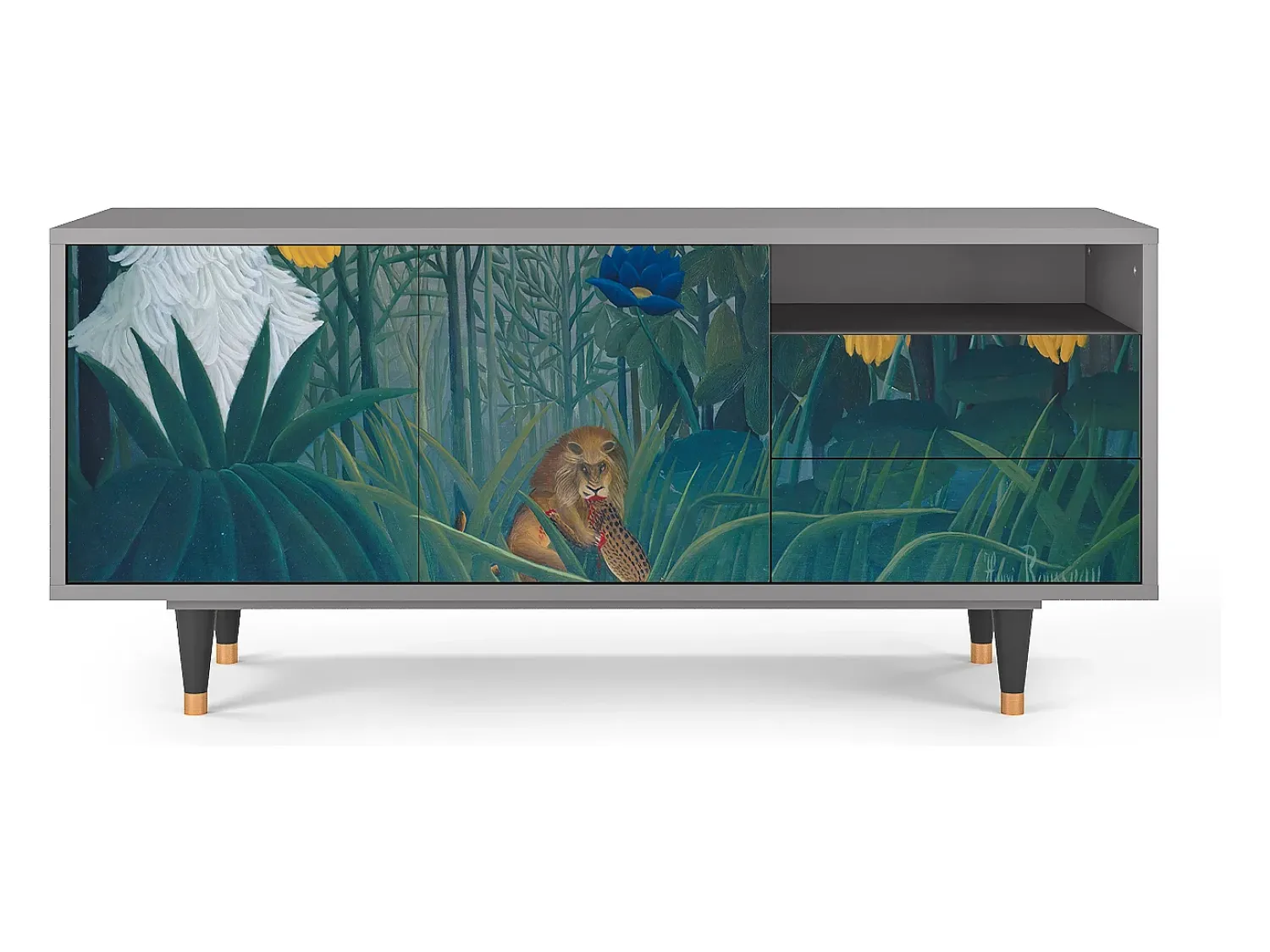 Clearance Mueble de TV - 125х56х41 cm - T7 - The Repast of the Lion, Cinza Cinzento
