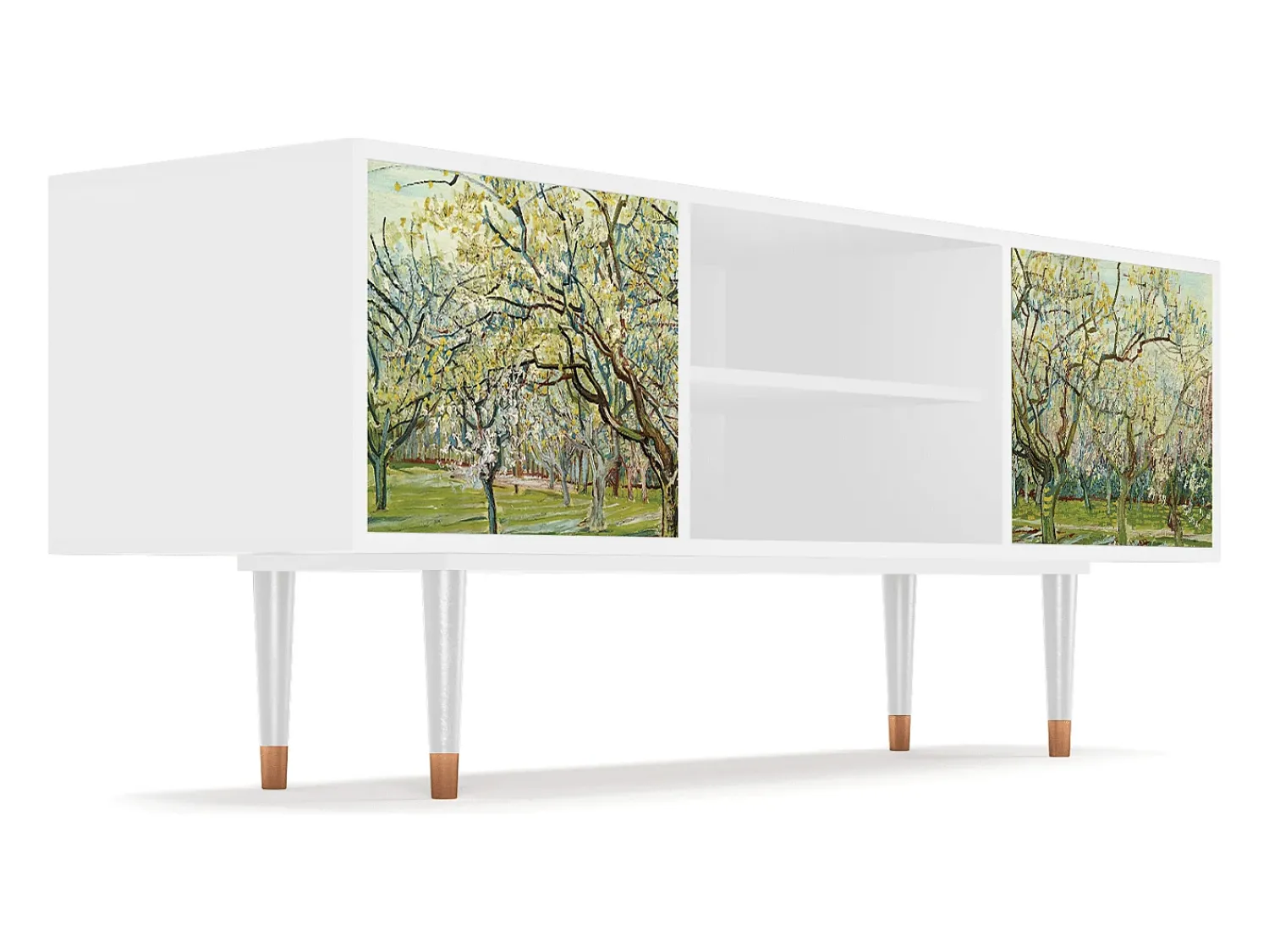 Móvel De Tv| Mueble de TV - 170х69х48 cm - T2 - The Branco Orchard, Branco Bege