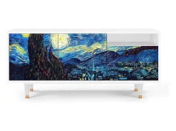 Discount Mueble de TV - 125х56х41 cm - T7 - The Starry Night , Branco Bege