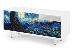 Discount Mueble de TV - 125х56х41 cm - T7 - The Starry Night , Branco Bege