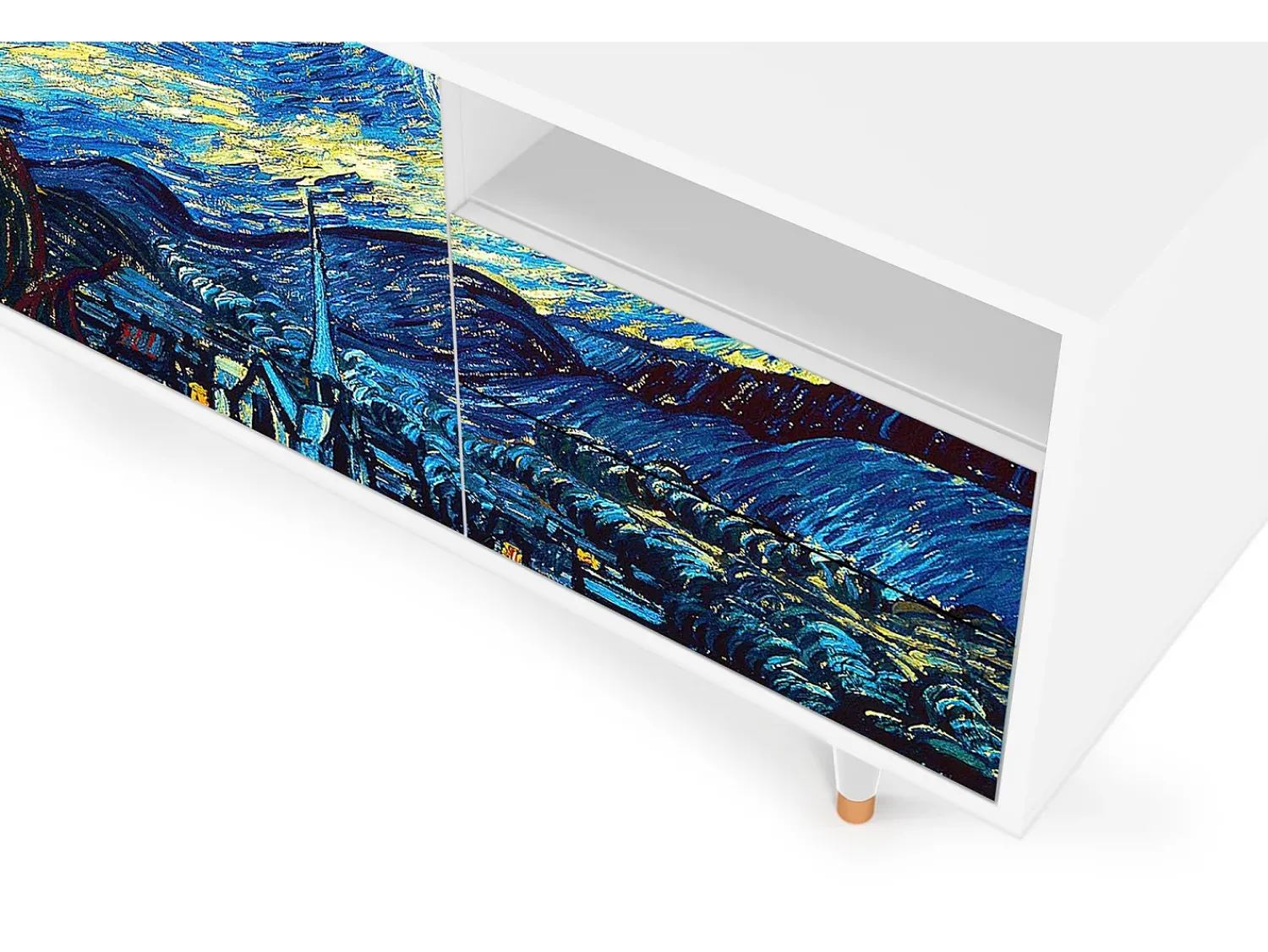 Discount Mueble de TV - 125х56х41 cm - T7 - The Starry Night , Branco Bege