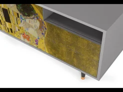 Hot Mueble de TV - 125х56х41 cm - T7 - The Kiss by Klimt , Cinza Cinzento