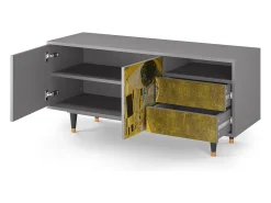 Hot Mueble de TV - 125х56х41 cm - T7 - The Kiss by Klimt , Cinza Cinzento