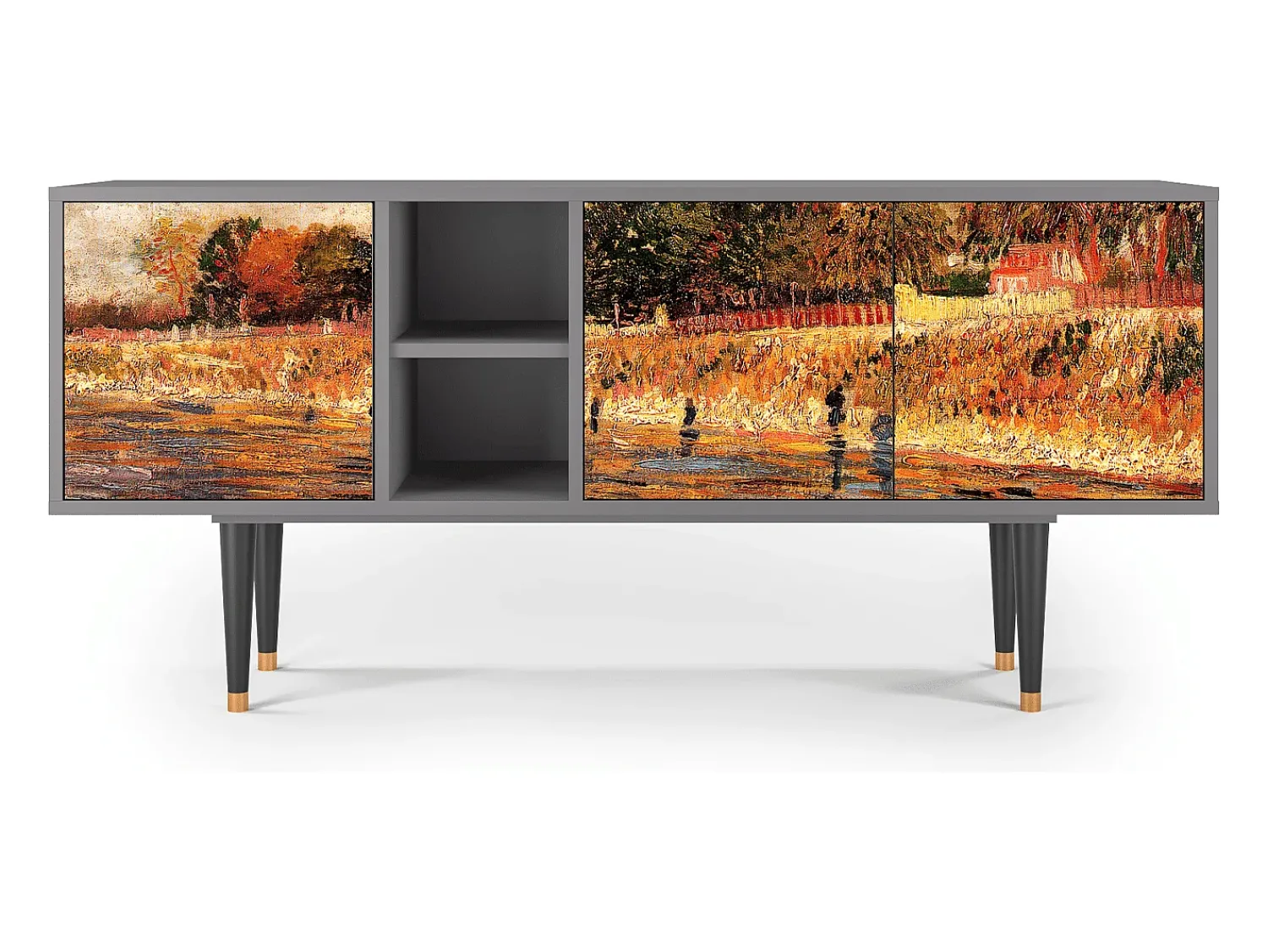 Mueble de TV - 150х69х41 cm - T5 - The Banks, Cinza Cinzento