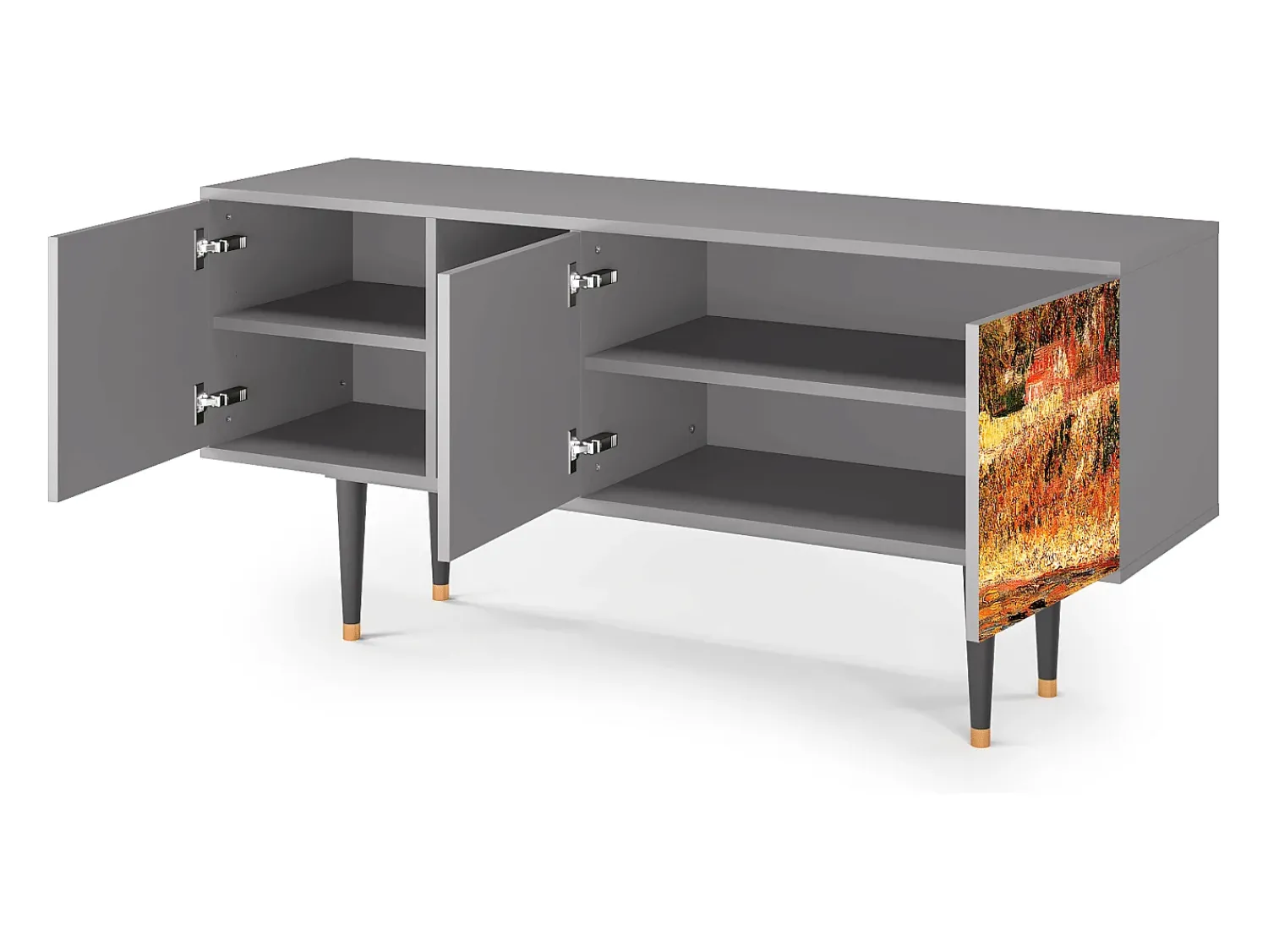 Mueble de TV - 150х69х41 cm - T5 - The Banks, Cinza Cinzento