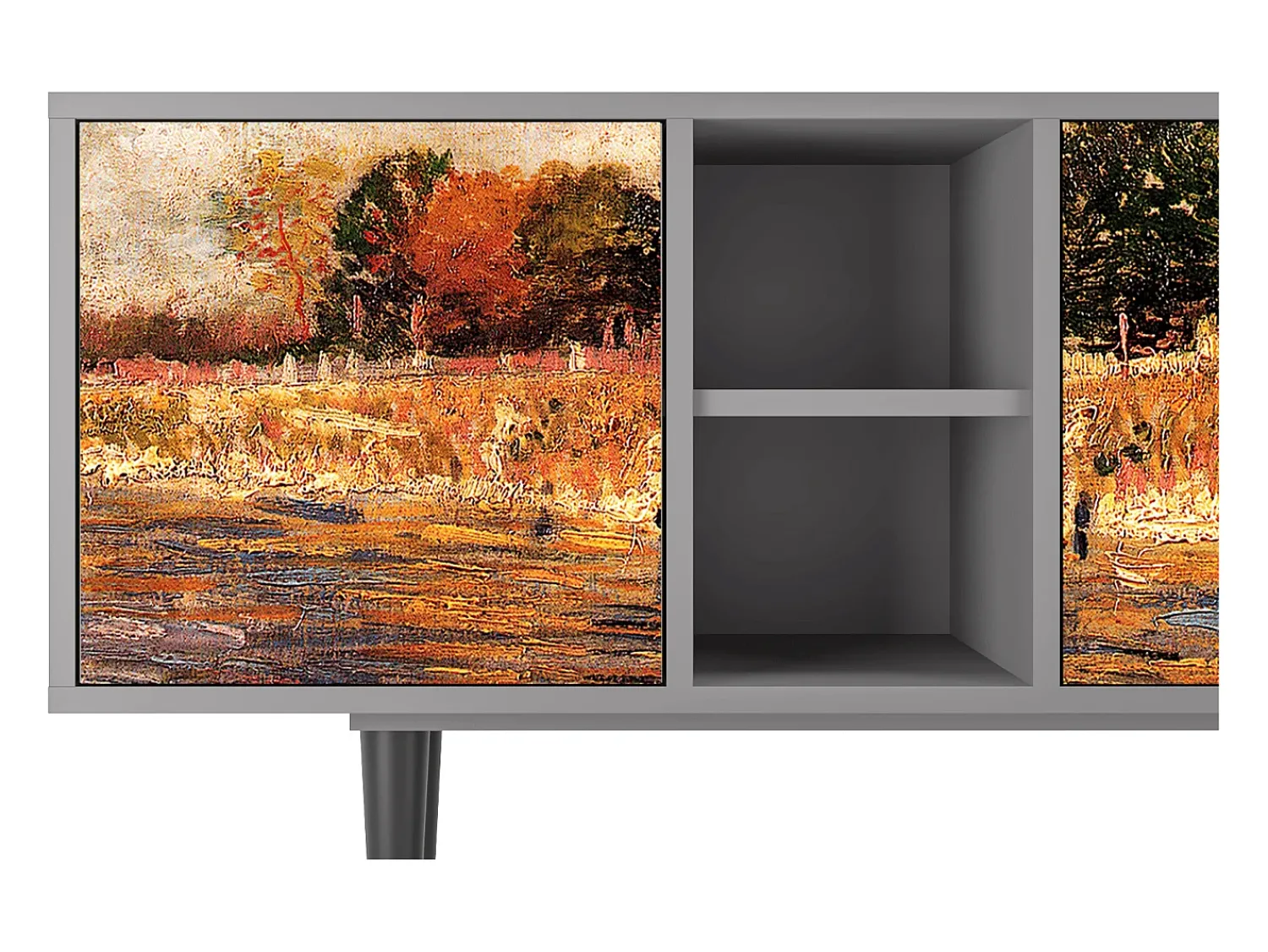 Mueble de TV - 150х69х41 cm - T5 - The Banks, Cinza Cinzento