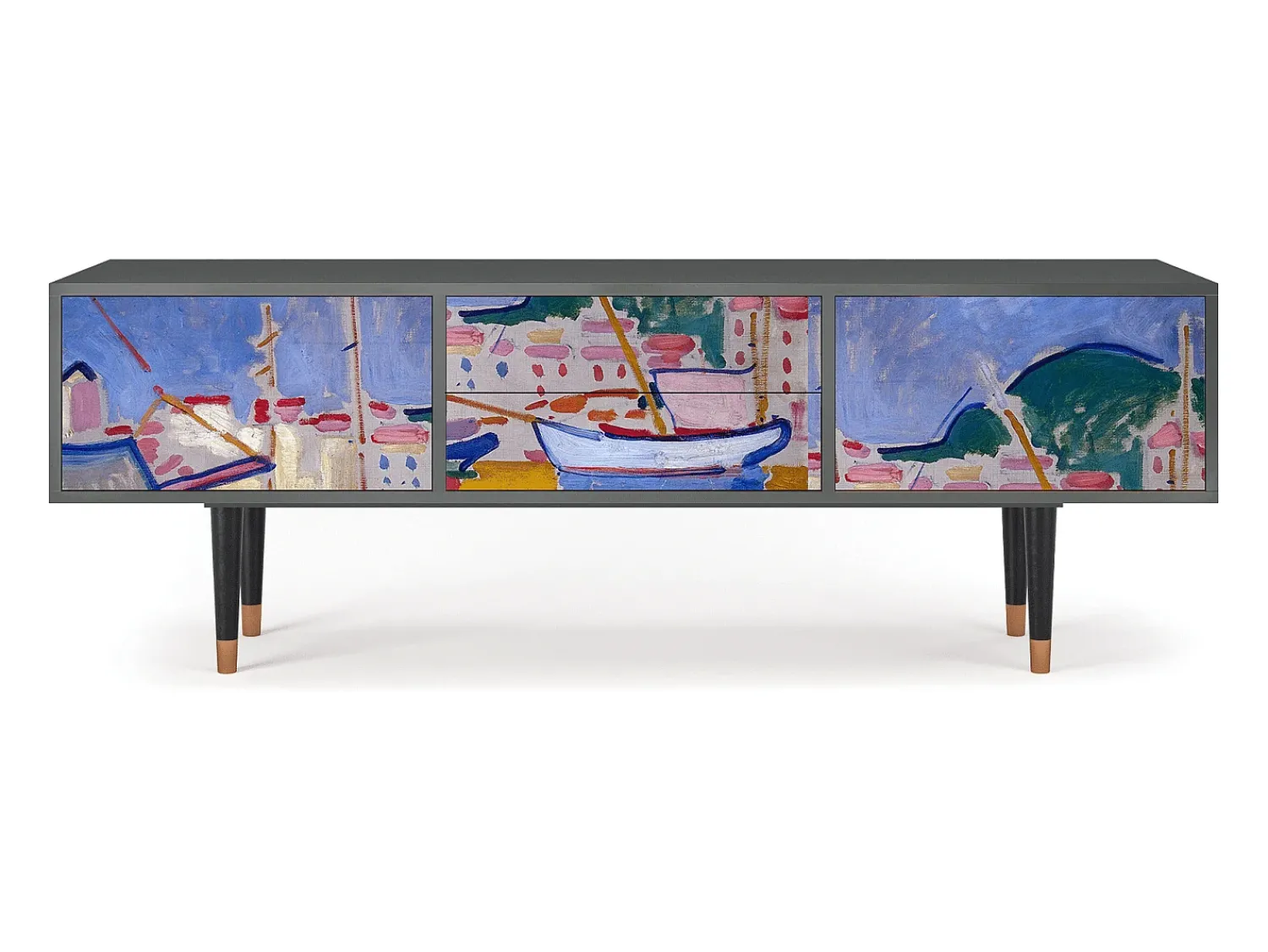 Discount Mueble de TV - 170х59х48 cm - T4 - The Port of Collioure , Antracite Cinza antracite